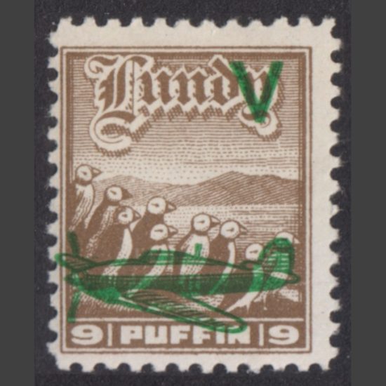 Lundy 1942 9p Victory Issue Overprint - Emerald Green (M/M)