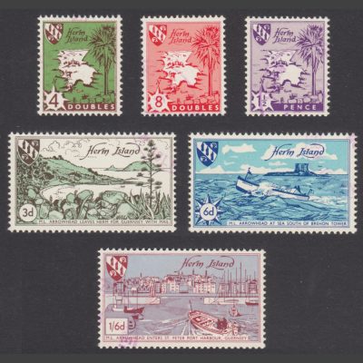 Herm Island 1959 Map and Boat Definitives (6v, 4db to 1s6d, CTO)
