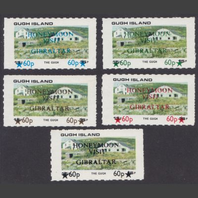 Gugh Island 1981 Royal Wedding "Honeymoon Visit Gibraltar" Overprints on 1972 15p Stamp (5x 60p, U/M)