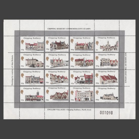 Chipping Sodbury 1985 Private Commemorative Stamps Sheetlet (16v, 13p to £1, U/M)