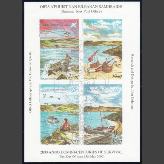 Summer Isles 2000 Anno Domini - Centuries of Survival - Imperforate Sheetlet (4v, 25g to 1PS, U/M)