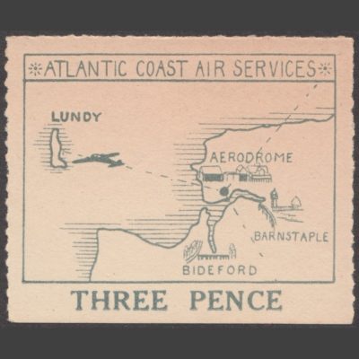 Lundy 1936 3d Atlantic Coast Air Services Large Map - "Missing Dashes" Variety (U/M)