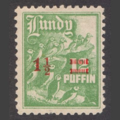 Lundy 1943 1½p Provisional Surcharge - Normal Overprint (M/M)