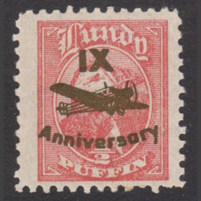 Lundy 1943 ½p IX Anniversary of Airmail - Individual Gold Overprint Stamp from Miniature Sheet (U/M)