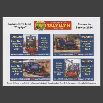Talyllyn Railway 2024 Locomotive No. 1 Return to Service Miniature Sheet (25c/p x4, U/M)